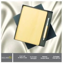 DG-02 No-51 Wooden Diary & Pen Combo Set