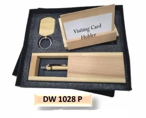 DW 1028P. WOODEN PEN HOLDER + KEYCHAIN & CARD HOLDERE COMBO